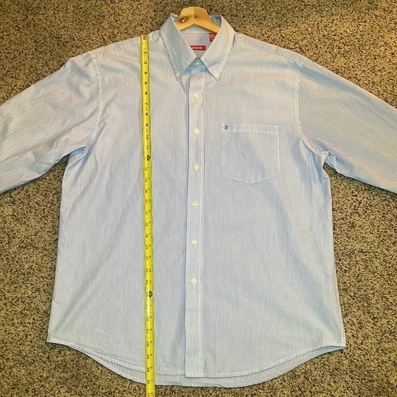 Izod Blue and White Striped Long Sleeve Button Down - Picture 7 of 10